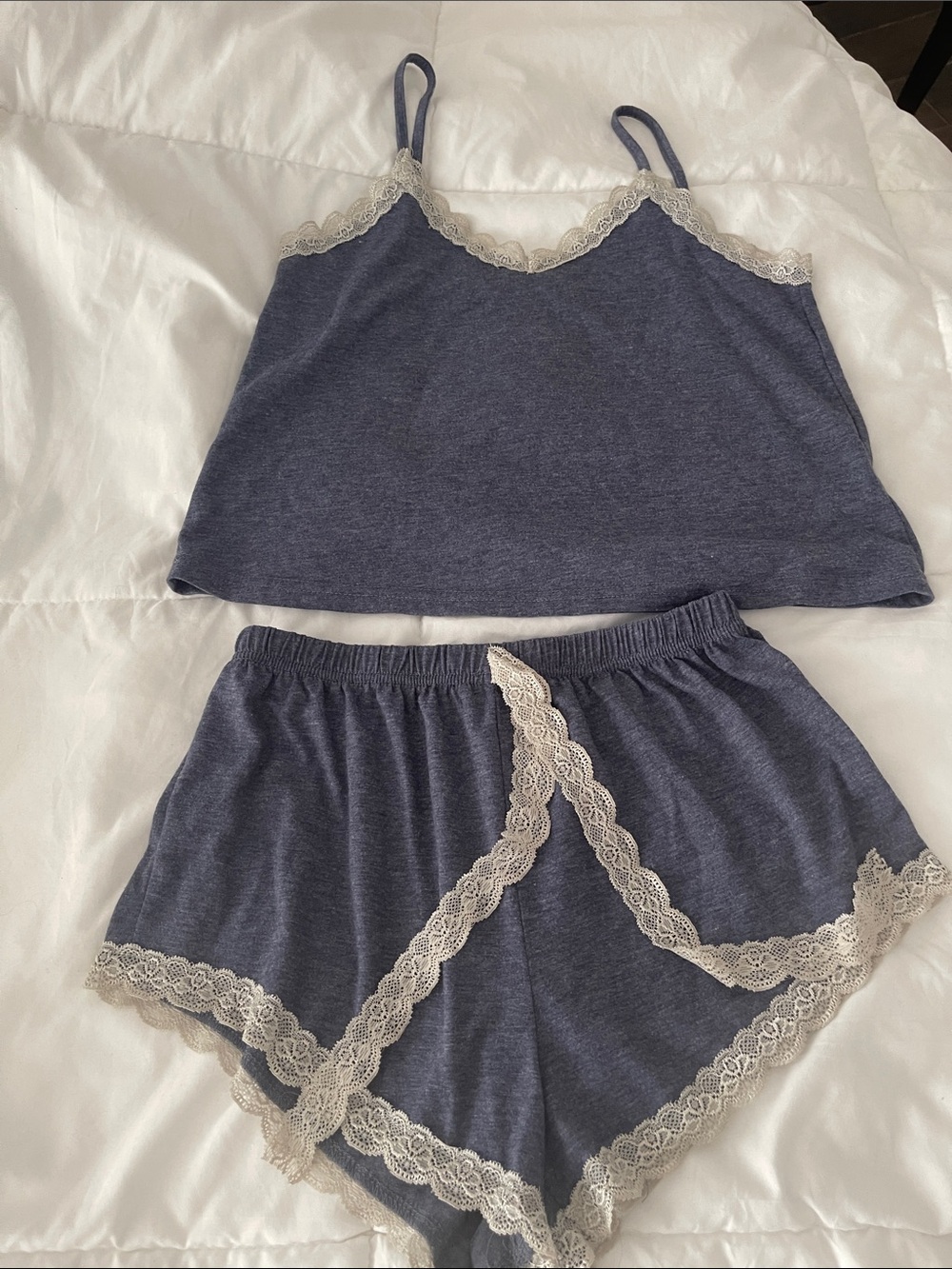 Women’s Lace-Trim Cami & Short Sleep Set - Blue